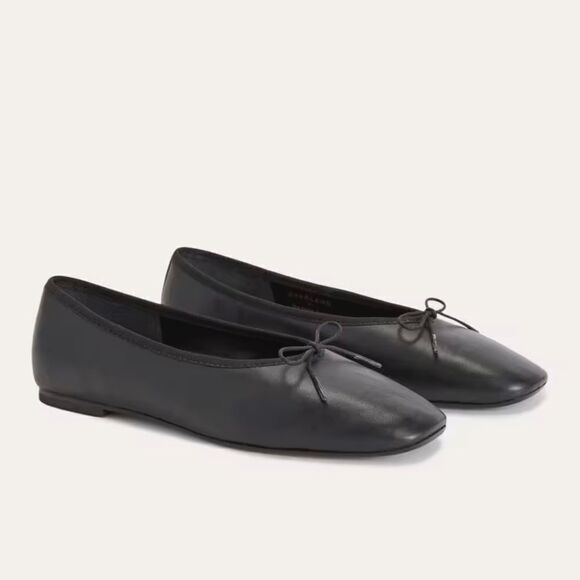 NEW EVERLANE The Day Ballet Flat in black leather - Picture 1 of 8